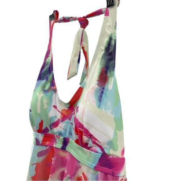 American Trends Colorful Tummy Control Slimming Swim Dress One Piece with Shorts - Picture 9 of 14